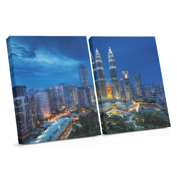 Night Skyscraper with City Lights Canvas Print