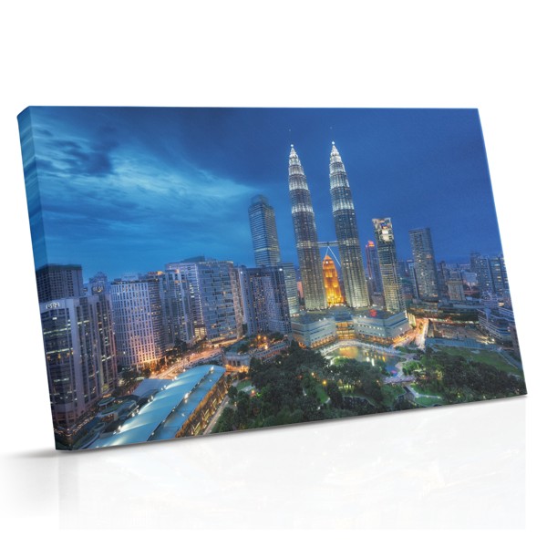 Night Skyscraper with City Lights Canvas Print