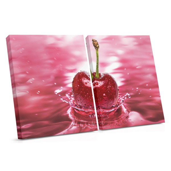 Water Droplets on Red Cherry Canvas Print
