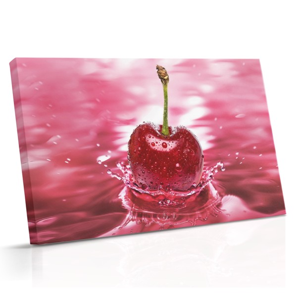 Cerise avec Gouttes d'Eau sur Toile
