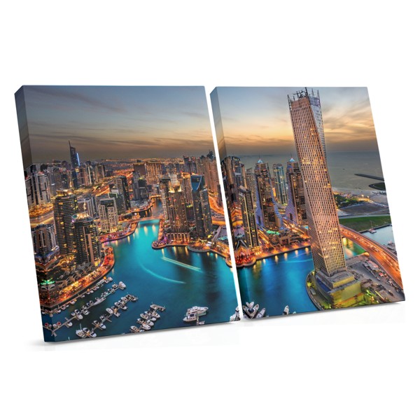 Dubai Waterfront Sunset Canvas Print