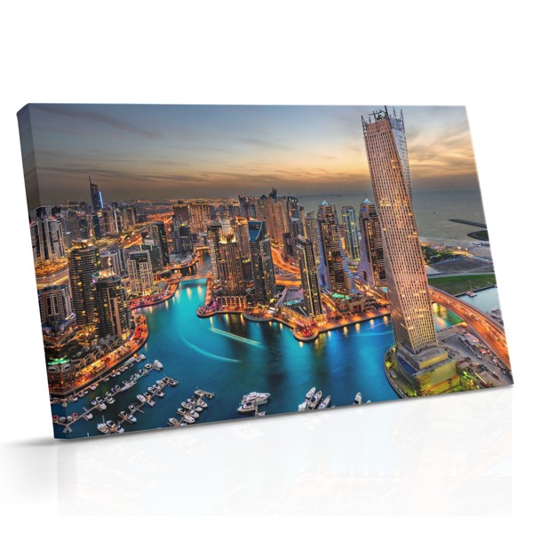 Dubai Waterfront Sunset Canvas Print