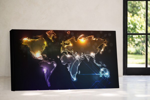 Abstract Earth Continents Canvas Print - on the wall in a room interior