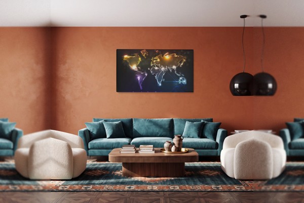 Abstract Earth Continents Canvas Print - on the wall in a room interior