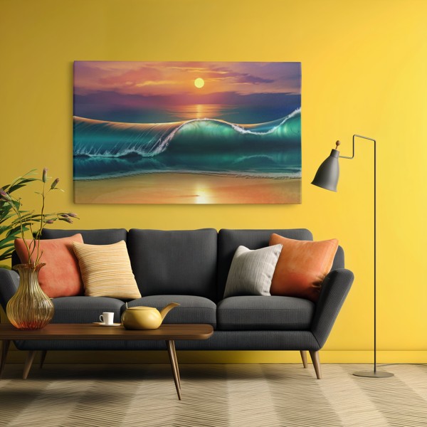 Ocean Wave Crest Canvas Print - on the wall in a room interior