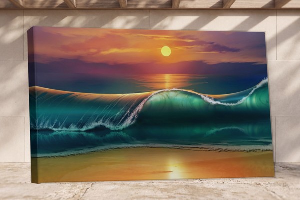 Ocean Wave Crest Canvas Print - on the wall in a room interior