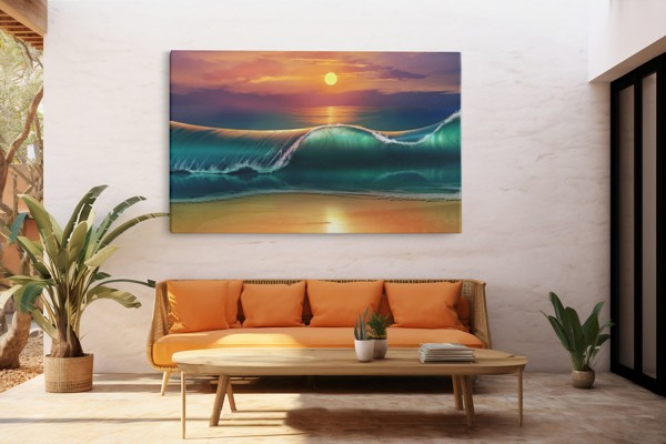 Ocean Wave Crest Canvas Print - on the wall in a room interior