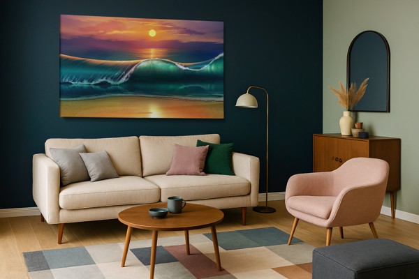 Ocean Wave Crest Canvas Print - on the wall in a room interior