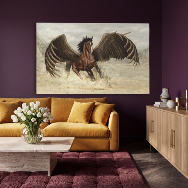 Szárnyos Ló Vászonnyomat - Pegasus Repülésben - a falon, enteriőrben