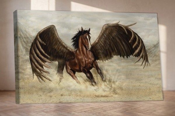 Szárnyos Ló Vászonnyomat - Pegasus Repülésben - a falon, enteriőrben