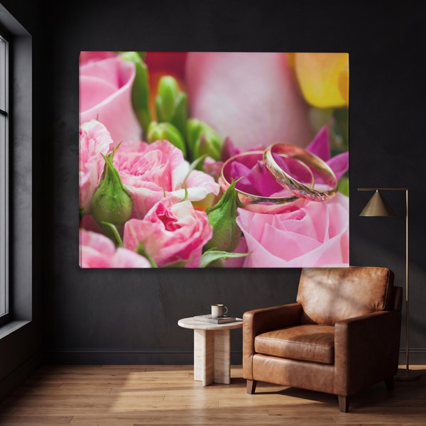 Tablou Canvas Buchet de Trandafiri pentru Nuntă - pe perete într-un interior
