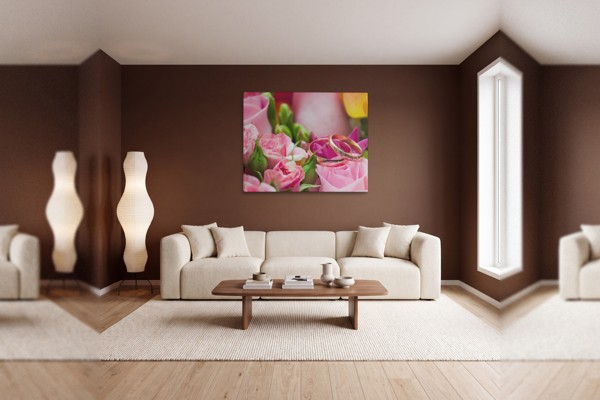 Tablou Canvas Buchet de Trandafiri pentru Nuntă - pe perete într-un interior