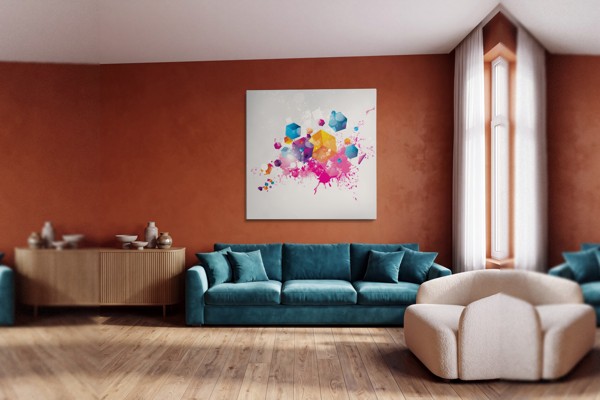 Kolorowy druk na płótnie Cube Abstraction - na ścianie we wnętrzu