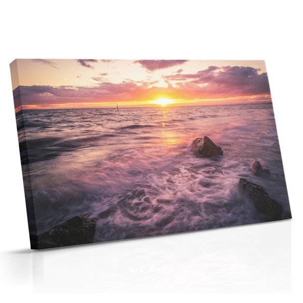 Meer-Sonnenuntergang Leinwanddruck - Warmer Horizont über Wasser