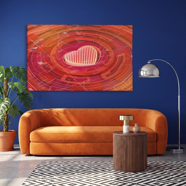 Lienzo Corazón Mecanismo Abstracto - en la pared de un interior