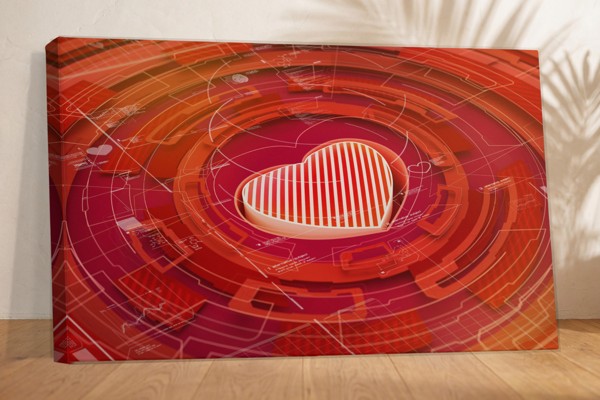Lienzo Corazón Mecanismo Abstracto - en la pared de un interior
