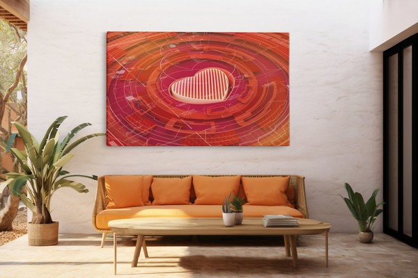 Lienzo Corazón Mecanismo Abstracto - en la pared de un interior