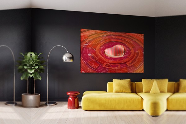 Lienzo Corazón Mecanismo Abstracto - en la pared de un interior