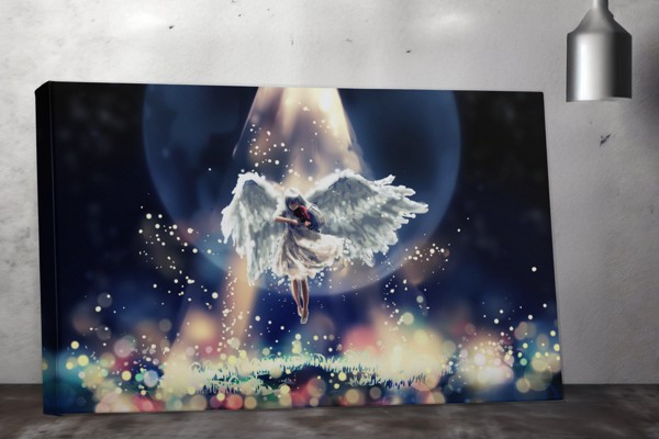 Tablou Canvas Figură de Înger cu Aripi - pe perete într-un interior
