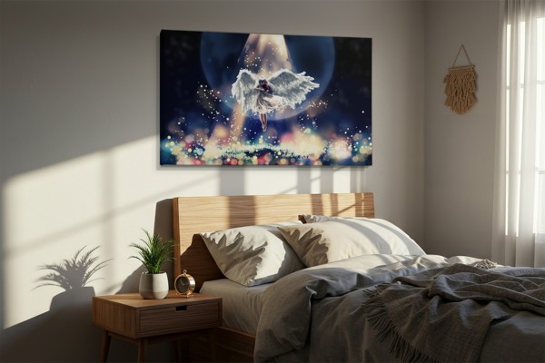 Tablou Canvas Figură de Înger cu Aripi - pe perete într-un interior