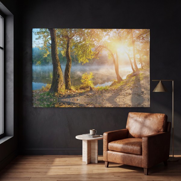Silent Lake Landscape Canvas Print - on the wall in a room interior