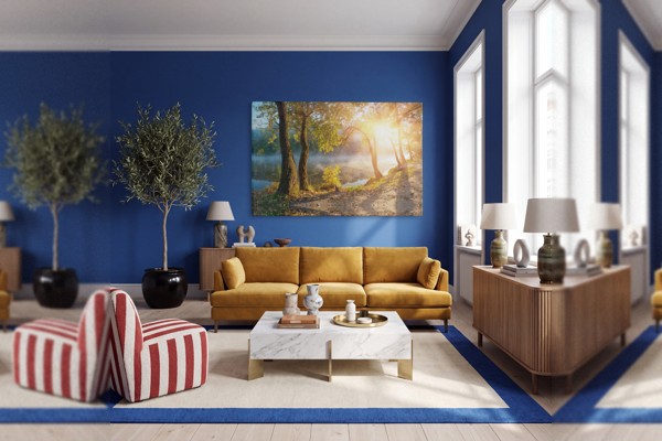Silent Lake Landscape Canvas Print - on the wall in a room interior