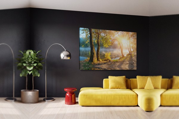 Silent Lake Landscape Canvas Print - on the wall in a room interior