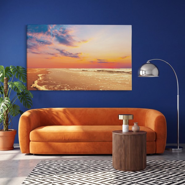 Coastal Seascape with Turquoise Waters Canvas Print - on the wall in a room interior