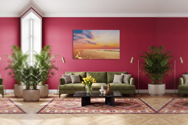 Coastal Seascape with Turquoise Waters Canvas Print - on the wall in a room interior