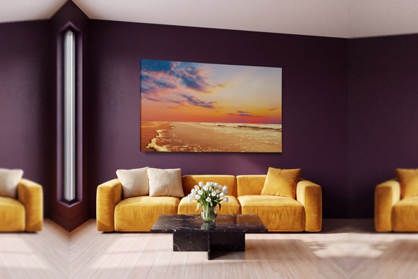 Coastal Seascape with Turquoise Waters Canvas Print - on the wall in a room interior