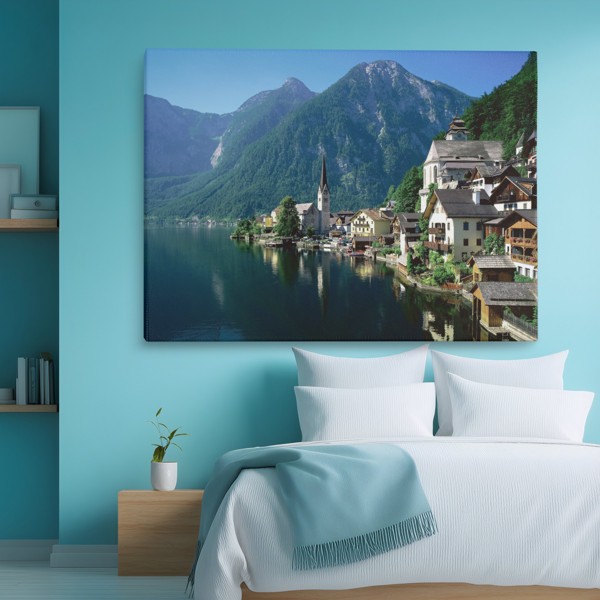 Tablou Canvas Oras la Malul Lacului - pe perete într-un interior