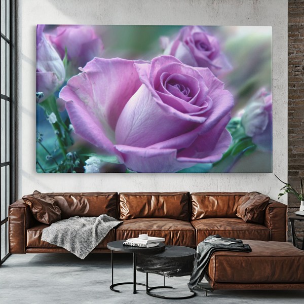 Sour Rose Canvas Print - Viena Ziedu uz Tumša Fona - uz sienas telpā
