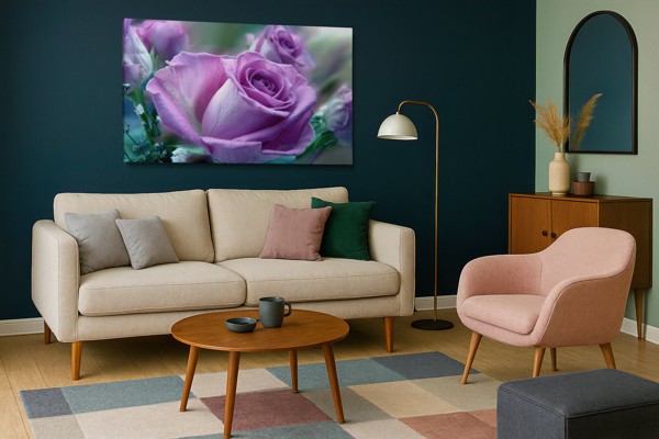 Sour Rose Canvas Print - Viena Ziedu uz Tumša Fona - uz sienas telpā