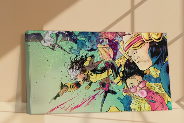 Tablou Canvas Supereroi Manga Colorați - pe perete într-un interior