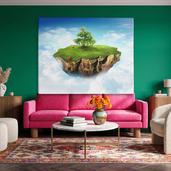 Zwevend eiland luchtlandschap canvas print - aan de muur in een interieur