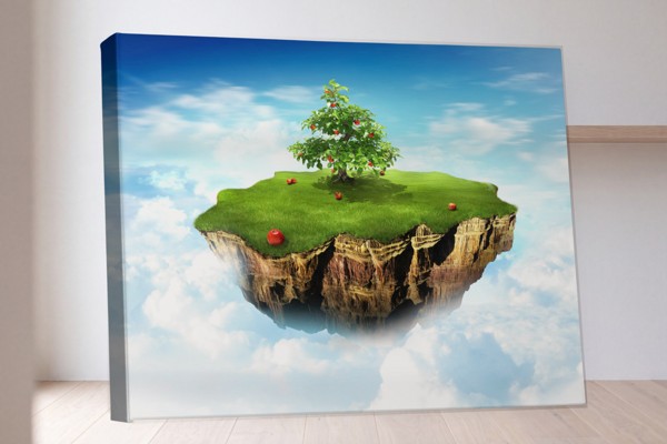 Zwevend eiland luchtlandschap canvas print - aan de muur in een interieur