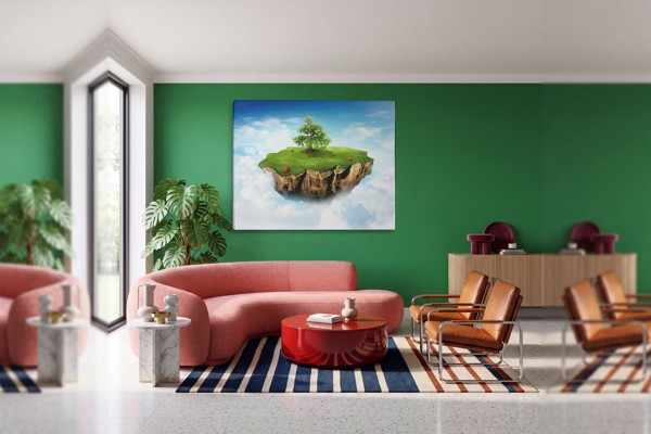 Zwevend eiland luchtlandschap canvas print - aan de muur in een interieur