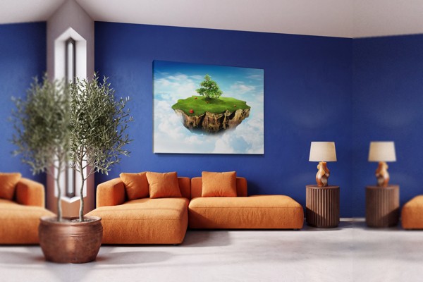 Zwevend eiland luchtlandschap canvas print - aan de muur in een interieur