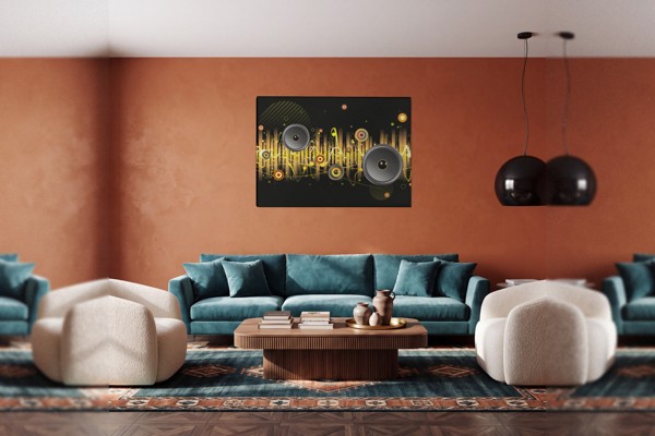 Abstrakta mūzikas koļāžas audekla prints - uz sienas telpā