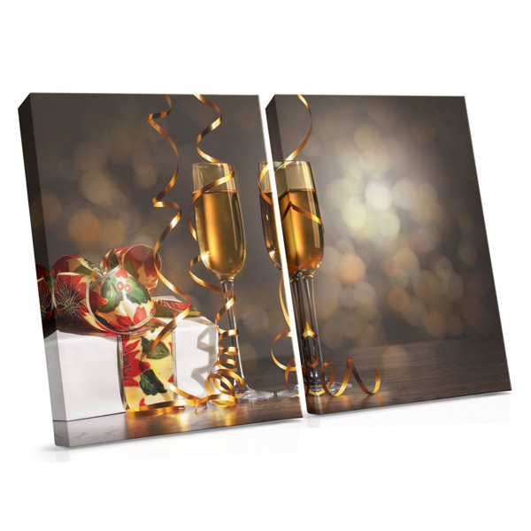 Lienzo Copas de Champagne Brindis Navideño