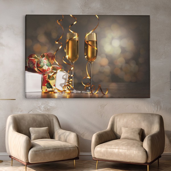 Plátno Champagne Glasses Holiday Toast - na stene v interiéri