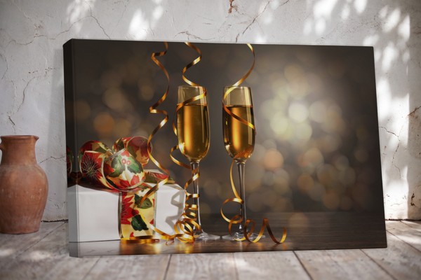 Plátno Champagne Glasses Holiday Toast - na stene v interiéri