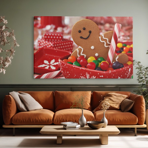 Zimtsterne Weihnachtskekse Leinwanddruck - an der Wand in einem Raum