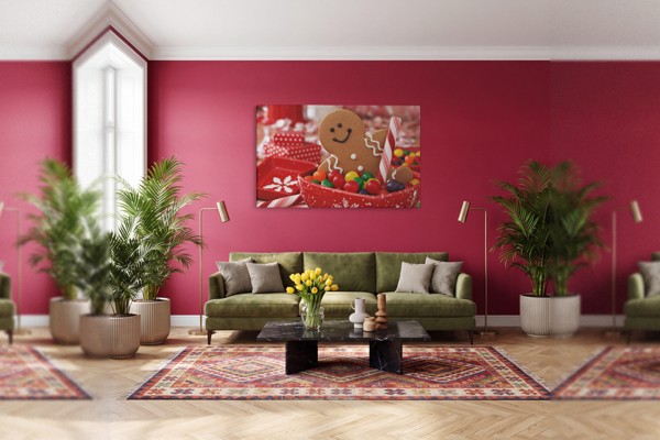 Zimtsterne Weihnachtskekse Leinwanddruck - an der Wand in einem Raum