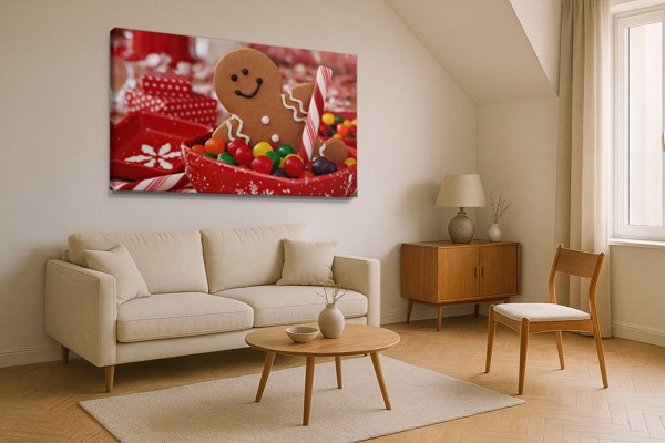 Zimtsterne Weihnachtskekse Leinwanddruck - an der Wand in einem Raum