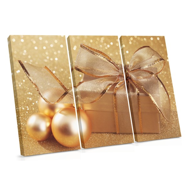 Rote Geschenkbox mit goldenem Band Leinwanddruck