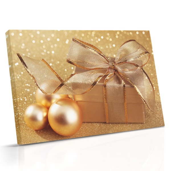Red Gift Box with Gold Ribbon Canvas Print