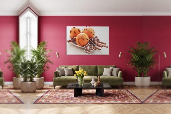 Kaneelgebak Kerstmis Canvas Print - aan de muur in een interieur