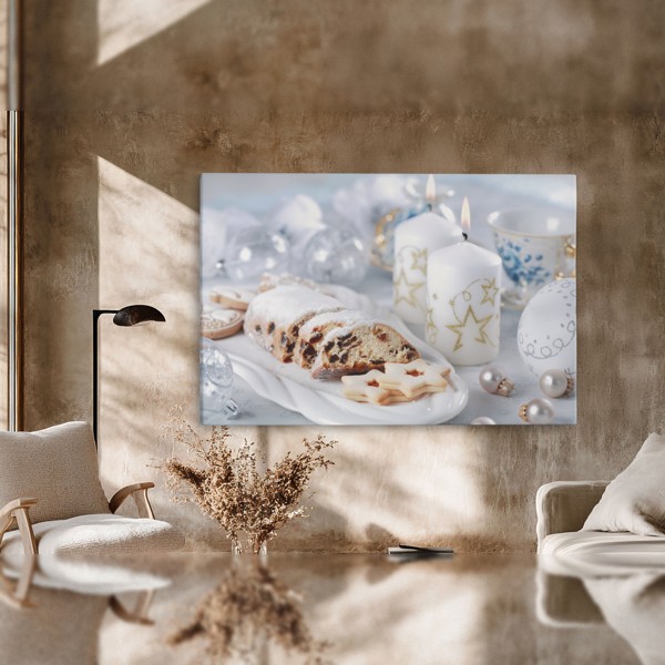 Χριστουγεννιάτικο Κερί και Γλυκά Still Life Canvas Print - στον τοίχο σε εσωτερικό χώρο