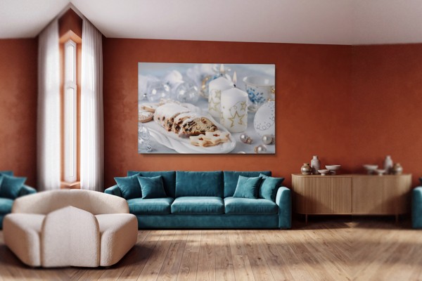 Χριστουγεννιάτικο Κερί και Γλυκά Still Life Canvas Print - στον τοίχο σε εσωτερικό χώρο
